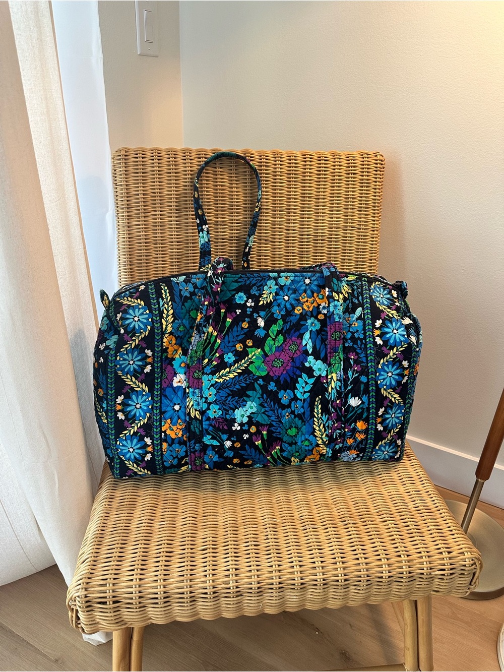 Vera Bradley Floral Quilted Travel Duffel - Blue Multi Floral